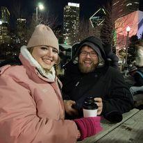 Ice skating at the Maggie Daly ribbon in Chicago!