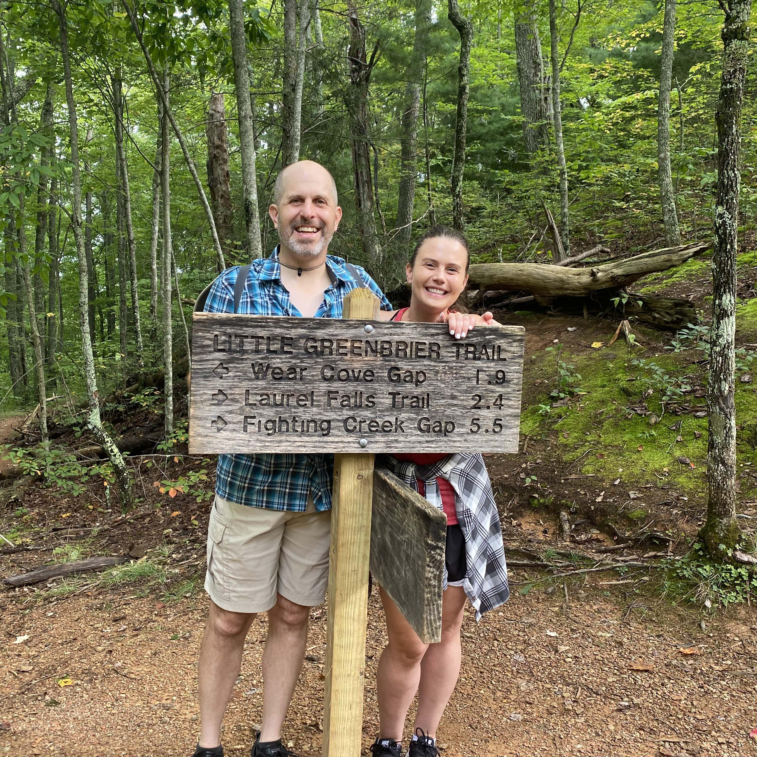 Hiking in Tennessee before cousin Emily's wedding.