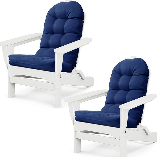 MQK Adirondack Chair Cushion Set of 2 Thick Indoor/Outdoor Rocking Chair Cushion with Elastic PP Cotton Water-Resistant Patio Furniture Cushions High Back Seat Pads for Porch Yard Lawn Chairs 44x19x4