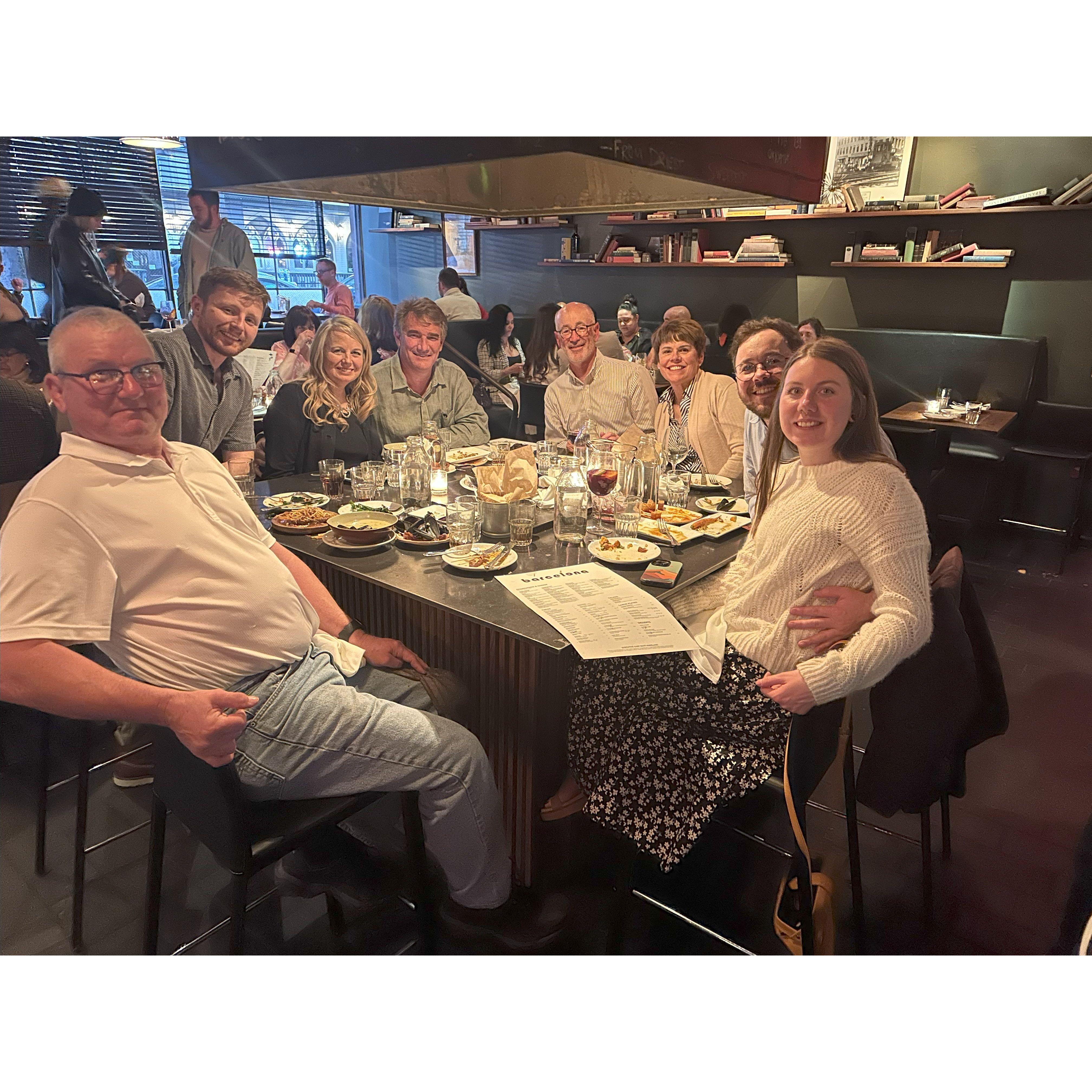 Family dinner after Callie's white coat ceremony!