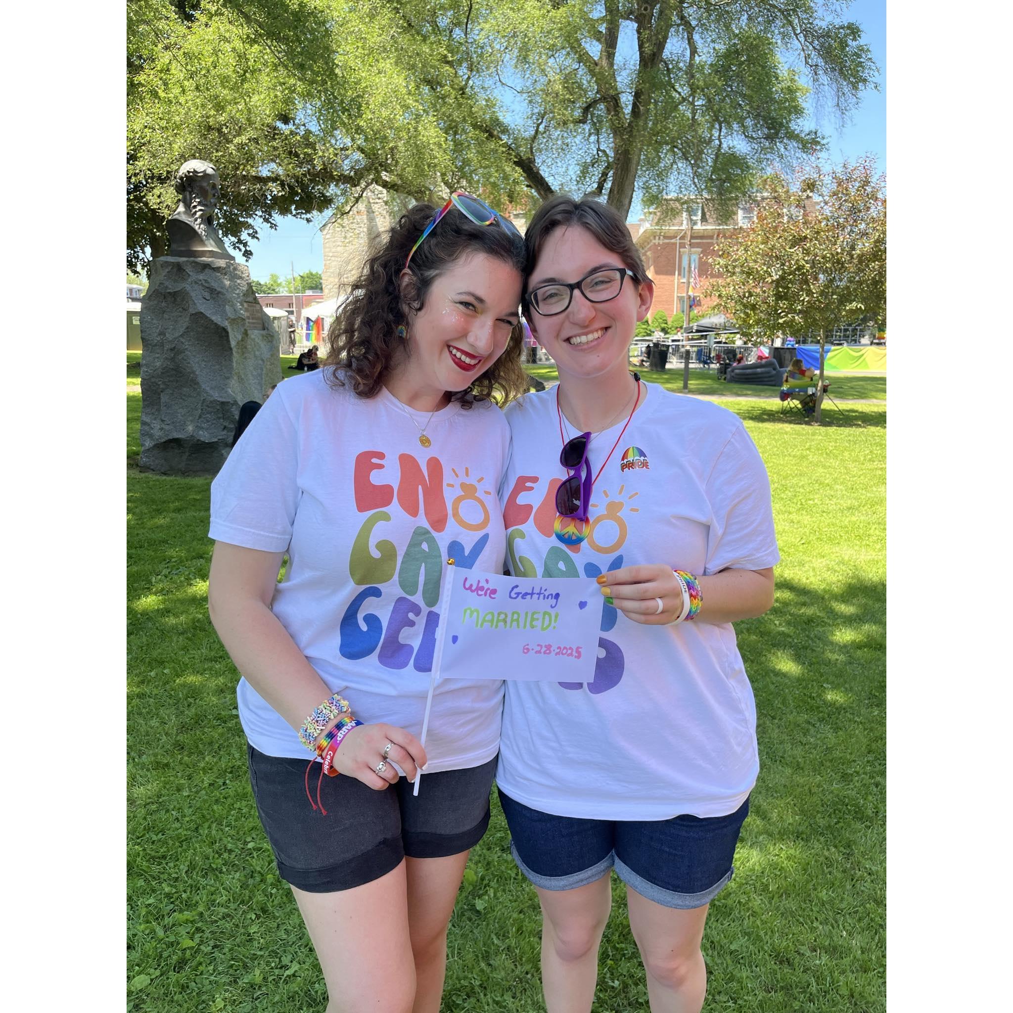 Matching "en-gay-ged" shirts for Pride!