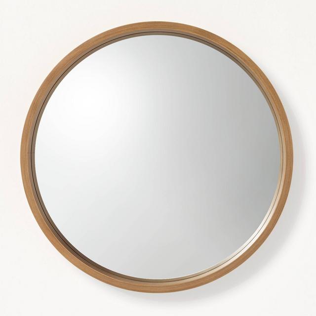 Small Round Wood Framed Mirror Natural - Hearth & Hand™ with Magnolia