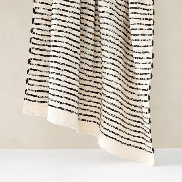 Soft Corded Throw, 50"x60", Ivory & Black