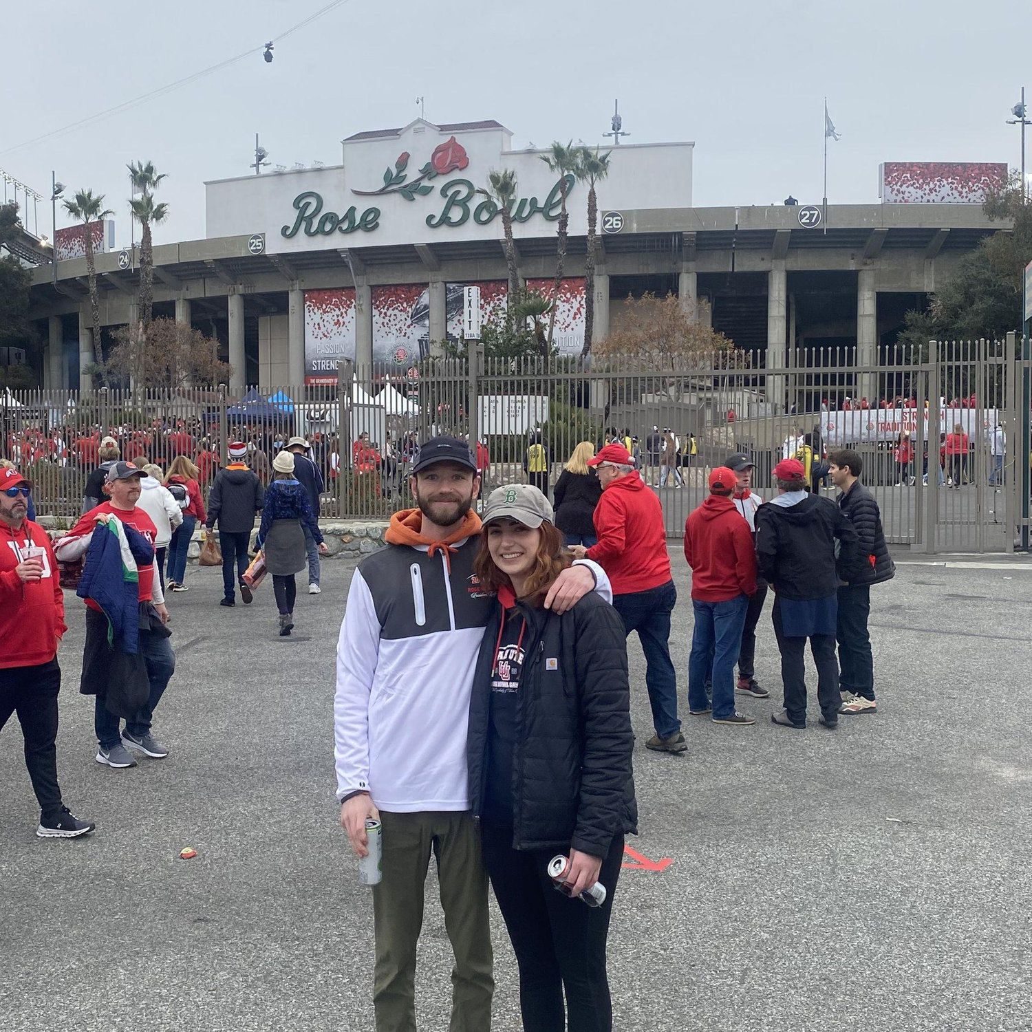 Even though they had only known each other for a few months, Drew's family agreed to bring Hannah on their family trip to the Rose Bowl in Pasadena, CA.
We are so glad they did.