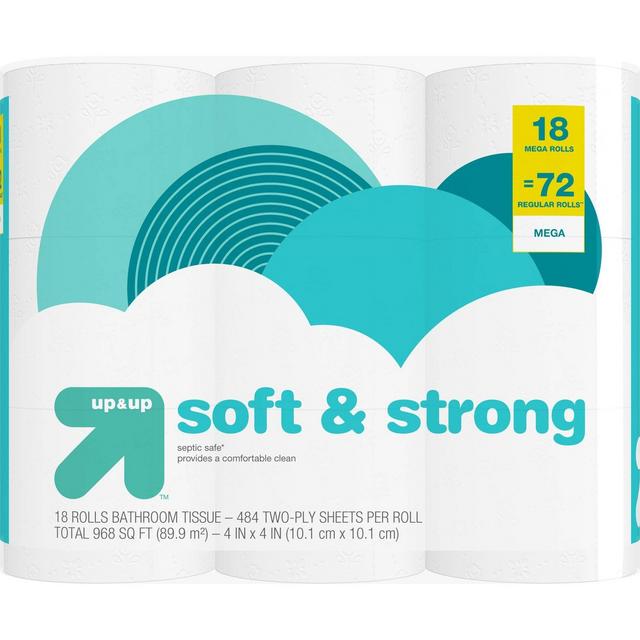 Soft & Strong Septic Safe Toilet Paper - 18 Mega Rolls - Up&Up™