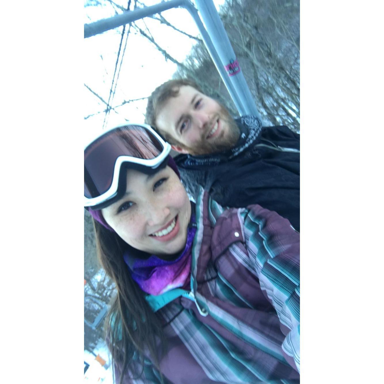 Our first snowboarding trip together.