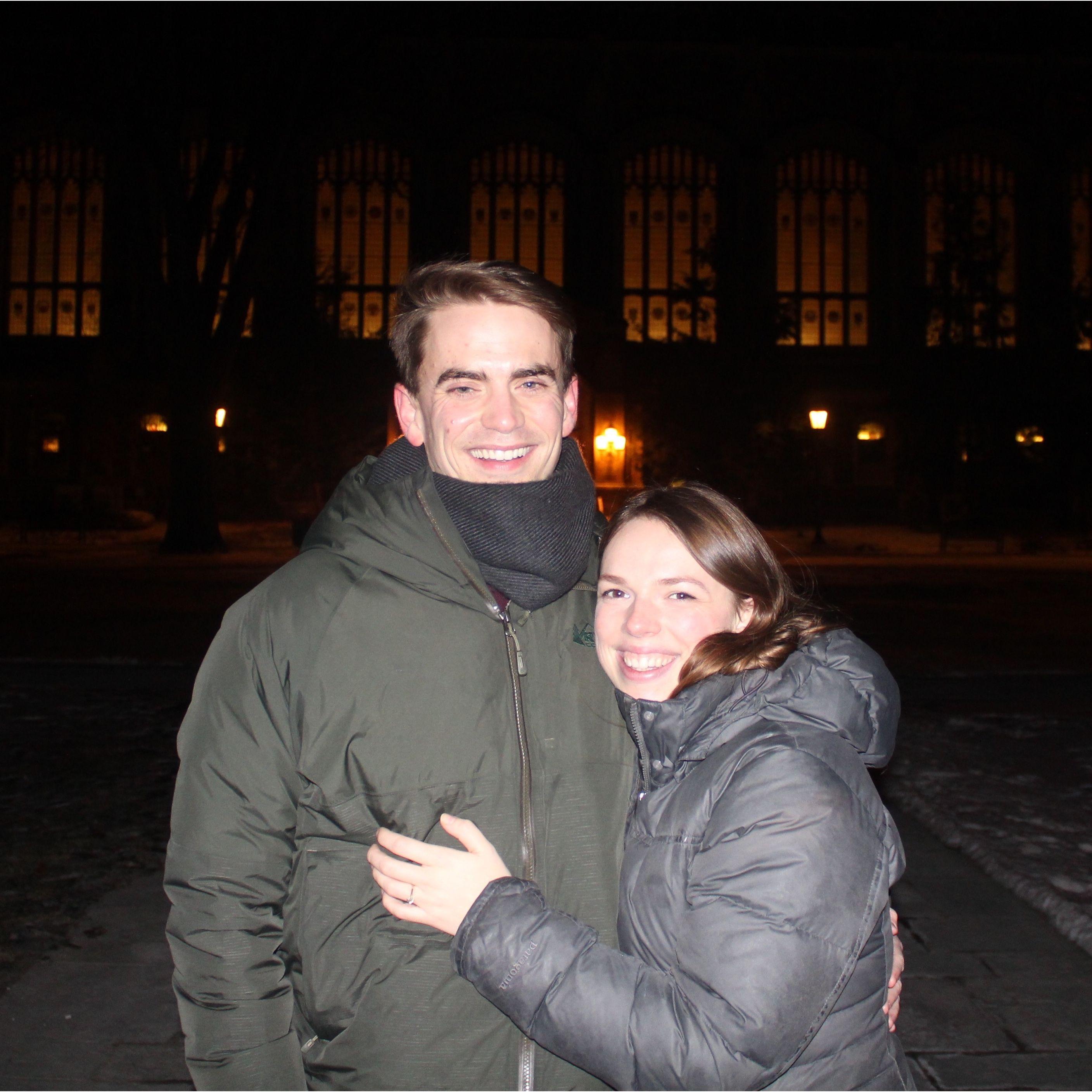 Proposal!!! Bundled up against the cold Michigan winter. :)