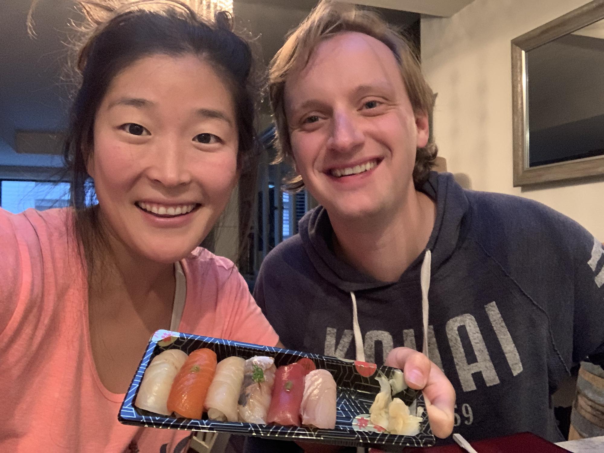 Can't decide if I liked the sushi or Evan's long flow hair better :)