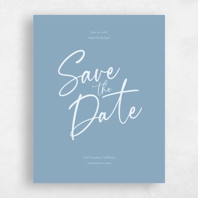 Slate Blue Wedding Save the Date - Santorini Type