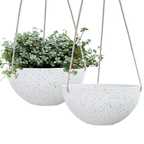Hanging Planters for Indoor Plants - Flower Pots Outdoor 10 inch Resin Planters and Pots, Set of 2