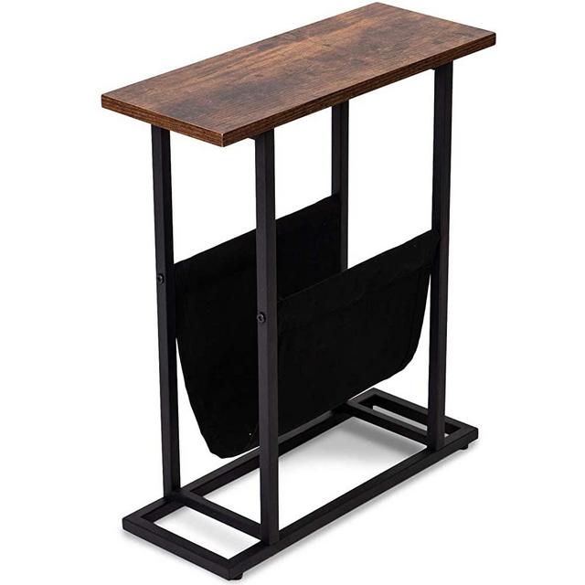 BELARDO home Side Table, Industrial End Table, Vintage Bedside Table with Sturdy Metal Frame for Living Room, Bedroom & Small Spaces, Easy Assembly, H Shape with Storage Holder