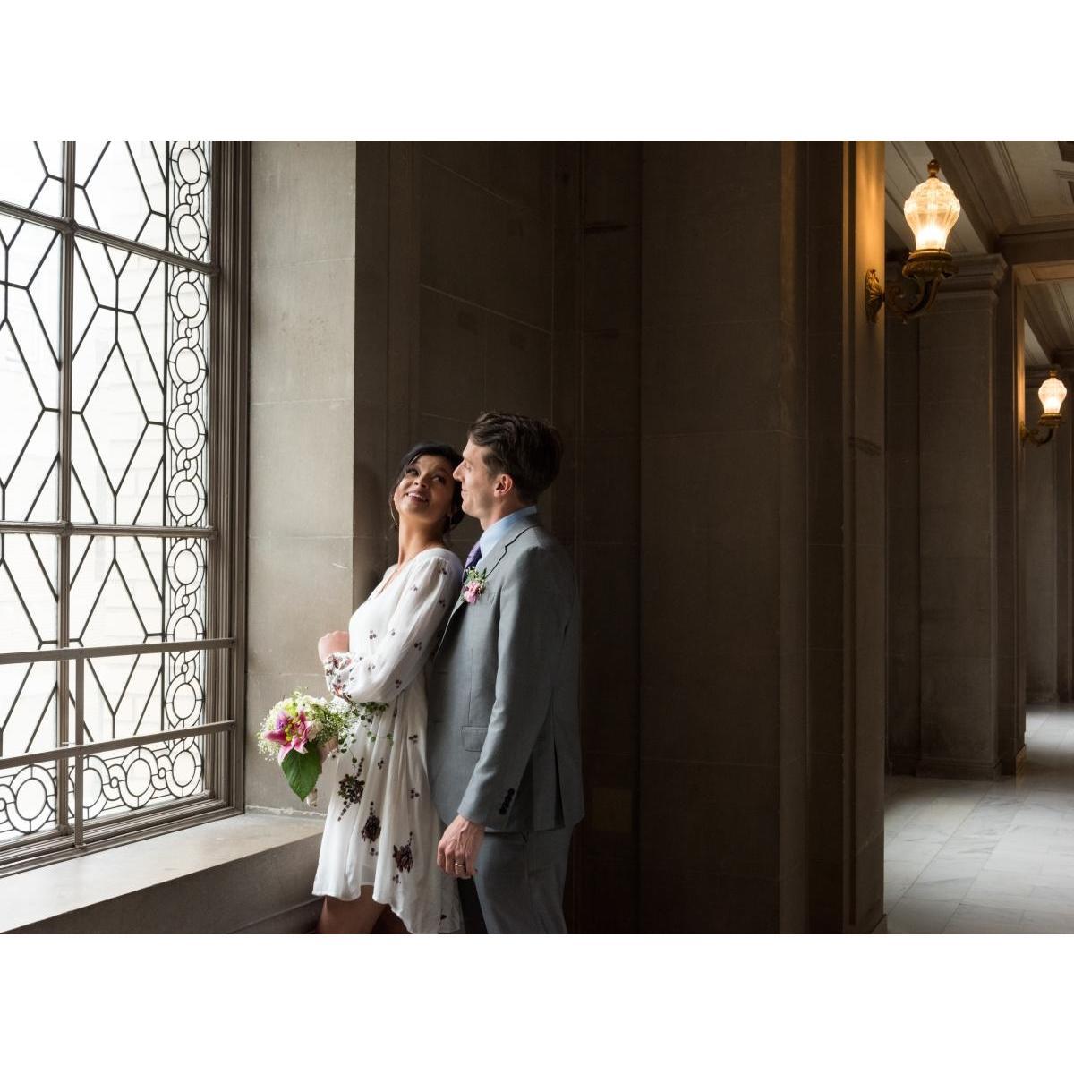 Our "paper" wedding at the San Francisco City Hall in 2017. Beautiful photograph by Kiefer Hickman