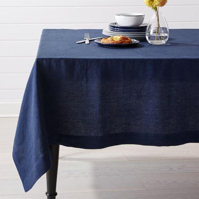 Helena Indigo Blue Linen Tablecloth 60"x90"