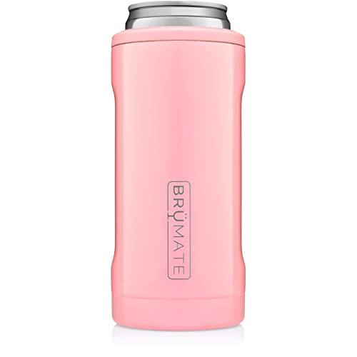 BrüMate Hopsulator Slim Double-walled Stainless Steel Insulated Can Cooler for 12 Oz Slim Cans (Blush)