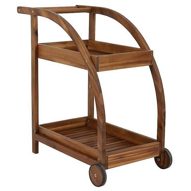 Teak Acacia Wood Two Tier Outdoor Bar Cart