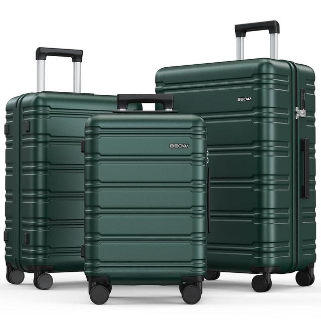 BEOW Luggage Sets 3 Piece Hardside Expandable Suitcase Set with Spinner Wheels Durable Lightweight Luggage with TSA Lock (ArmyGreen, 20in24in28in)