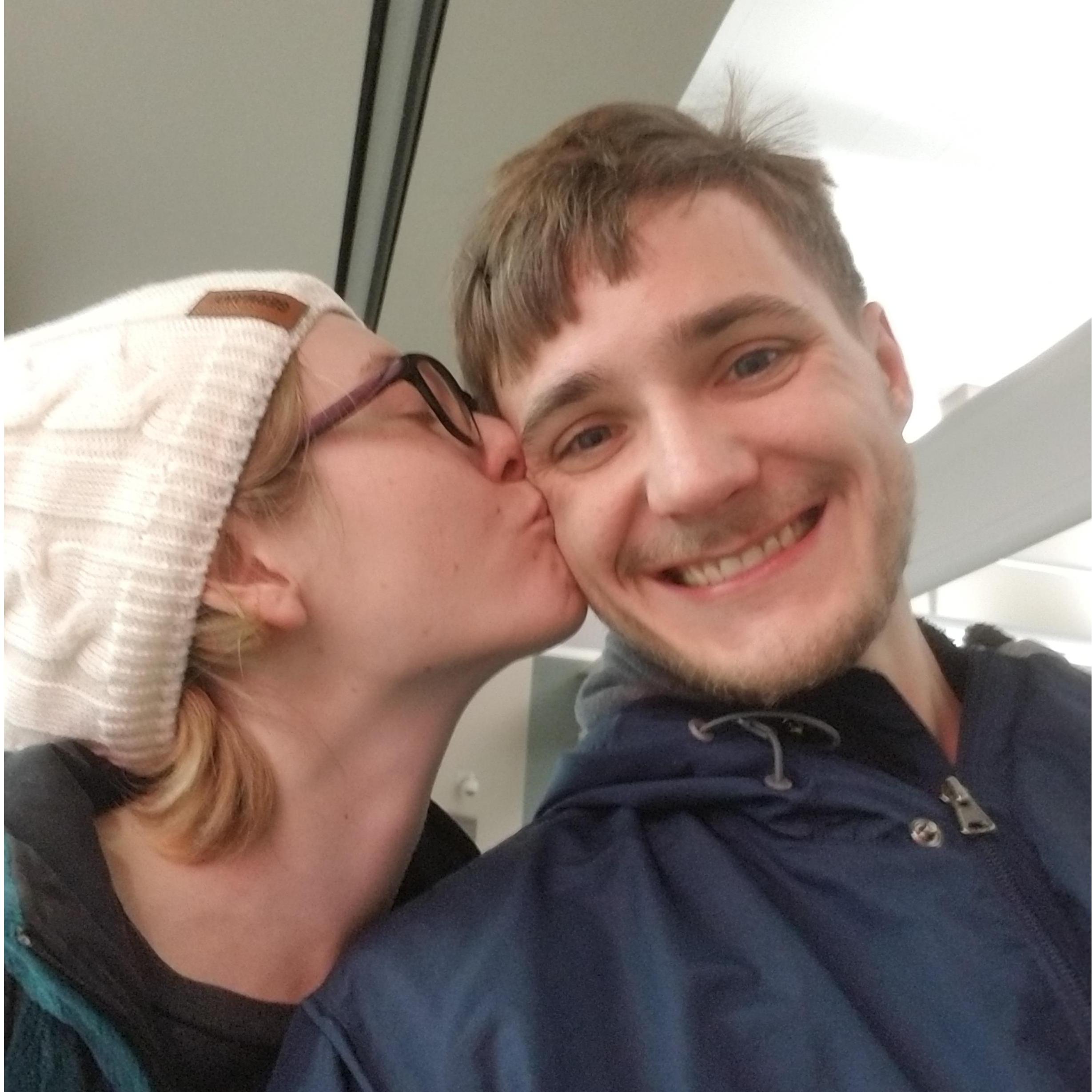 Saying goodbye at the airport.