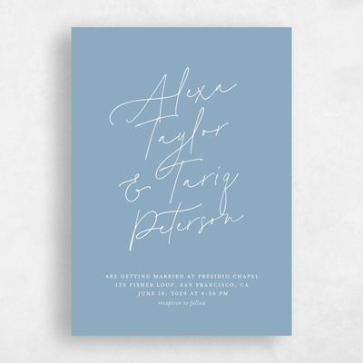 Dusty Blue Wedding Invitation - Micah Classic