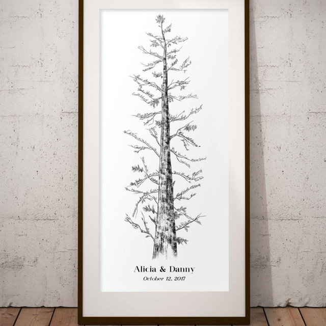 Redwood Wedding Guest Book – Personalized Signature Tree Giclée Print