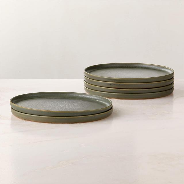 Drift Green Dinner Plates with Reactive Glaze Set of 6