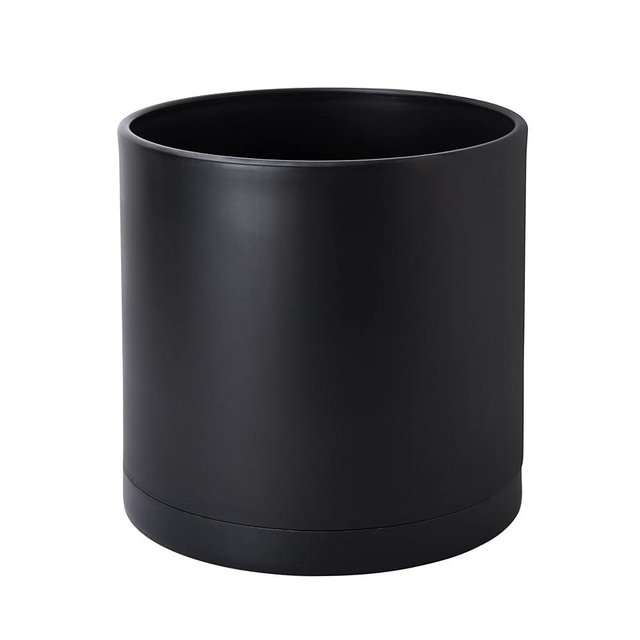 D'vine Dev 10 Inch Plastic Planter Pots for Plant Pot with Drainage Hole and Seamless Saucers, Black Color, 74-X-B-2