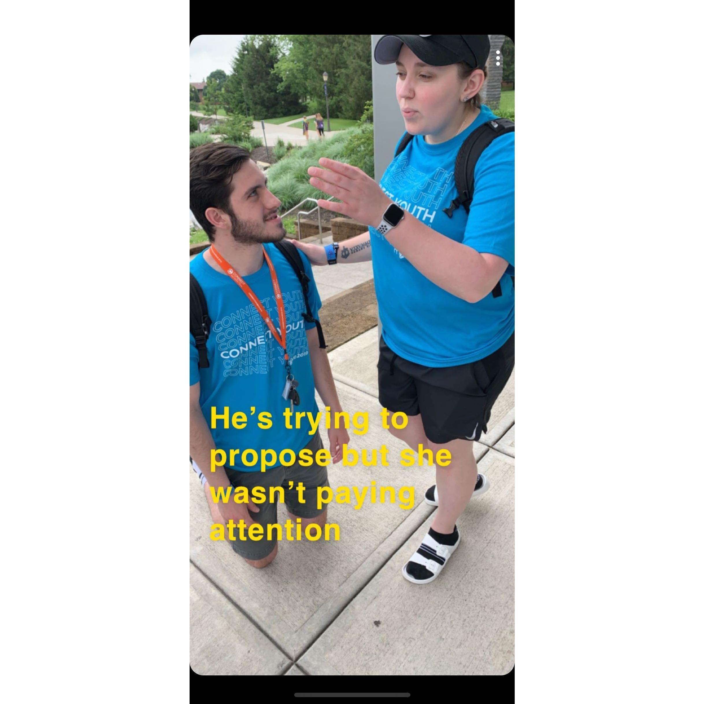 He wasn't actually trying to propose here.. LOL