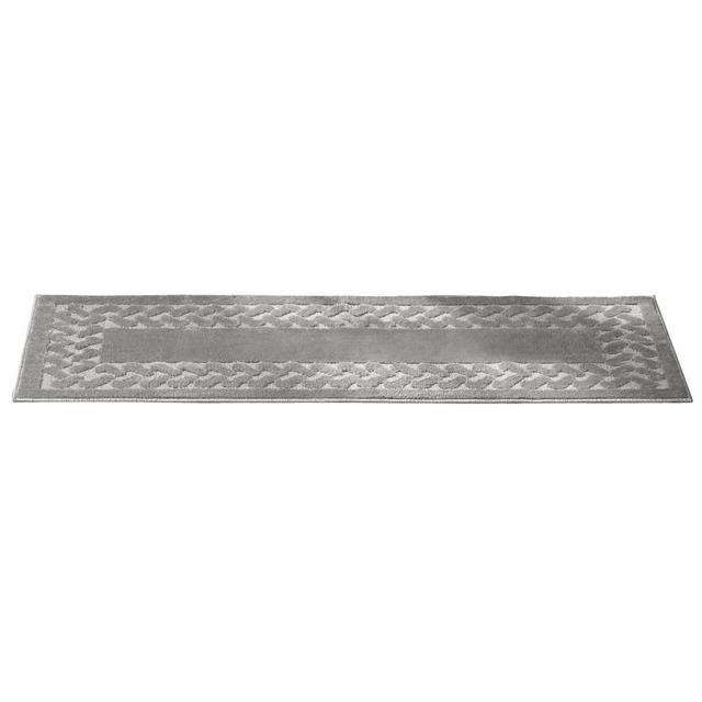 Collections Etc Herringbone Carpeted Runner Rug, Solid-Colored with Plush Decorative Trim Accents and Skid-Resistant Backing for Long Hallway, Grey, Runner
