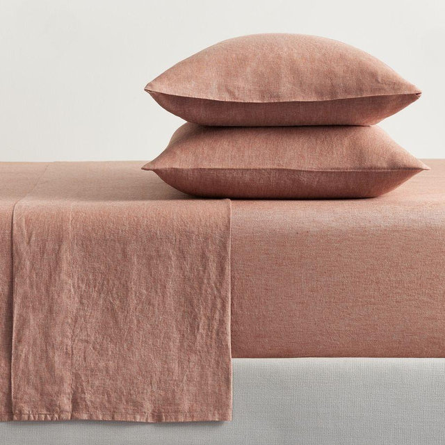 Classic Belgian Flax Linen Sheet Set, Brick, Queen