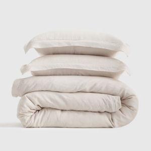 European King Size Linen Duvet Cover Set in Sand