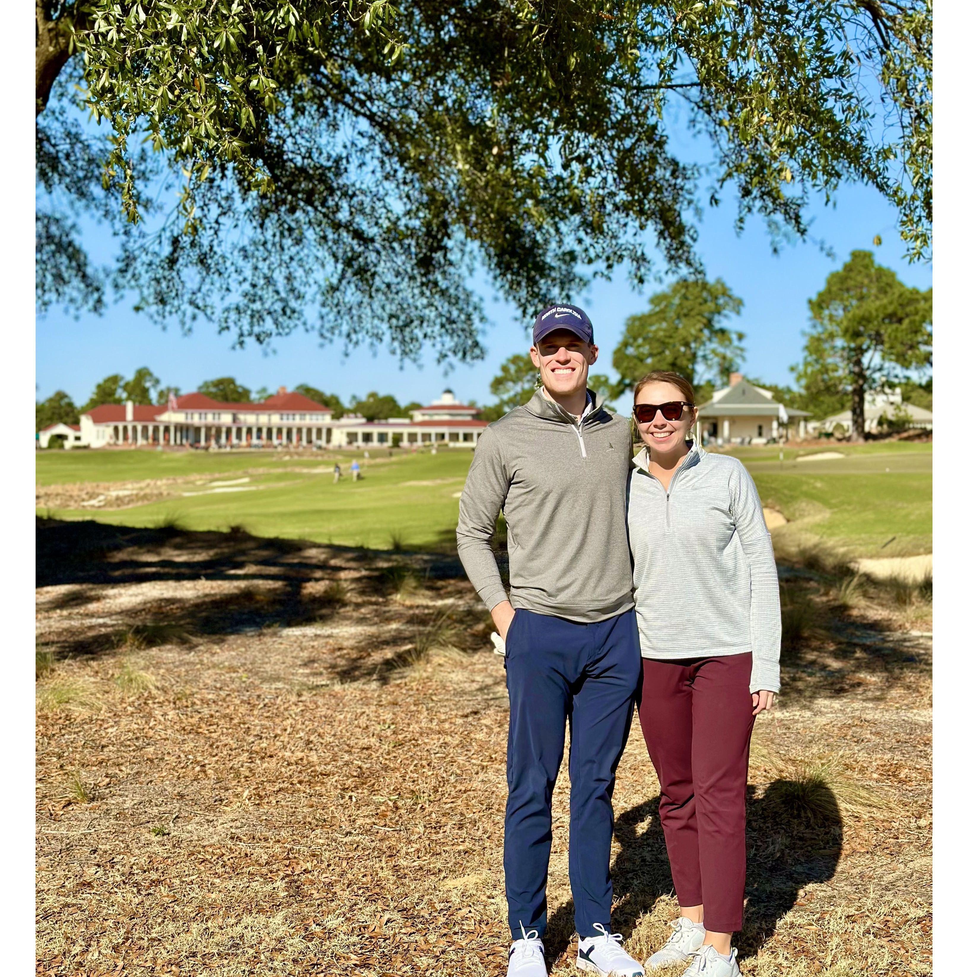 We love playing golf together. This is us at Pinehurst