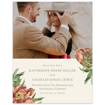 Peach, Orange Wedding Digital Save the Date - Sparrow Portrait