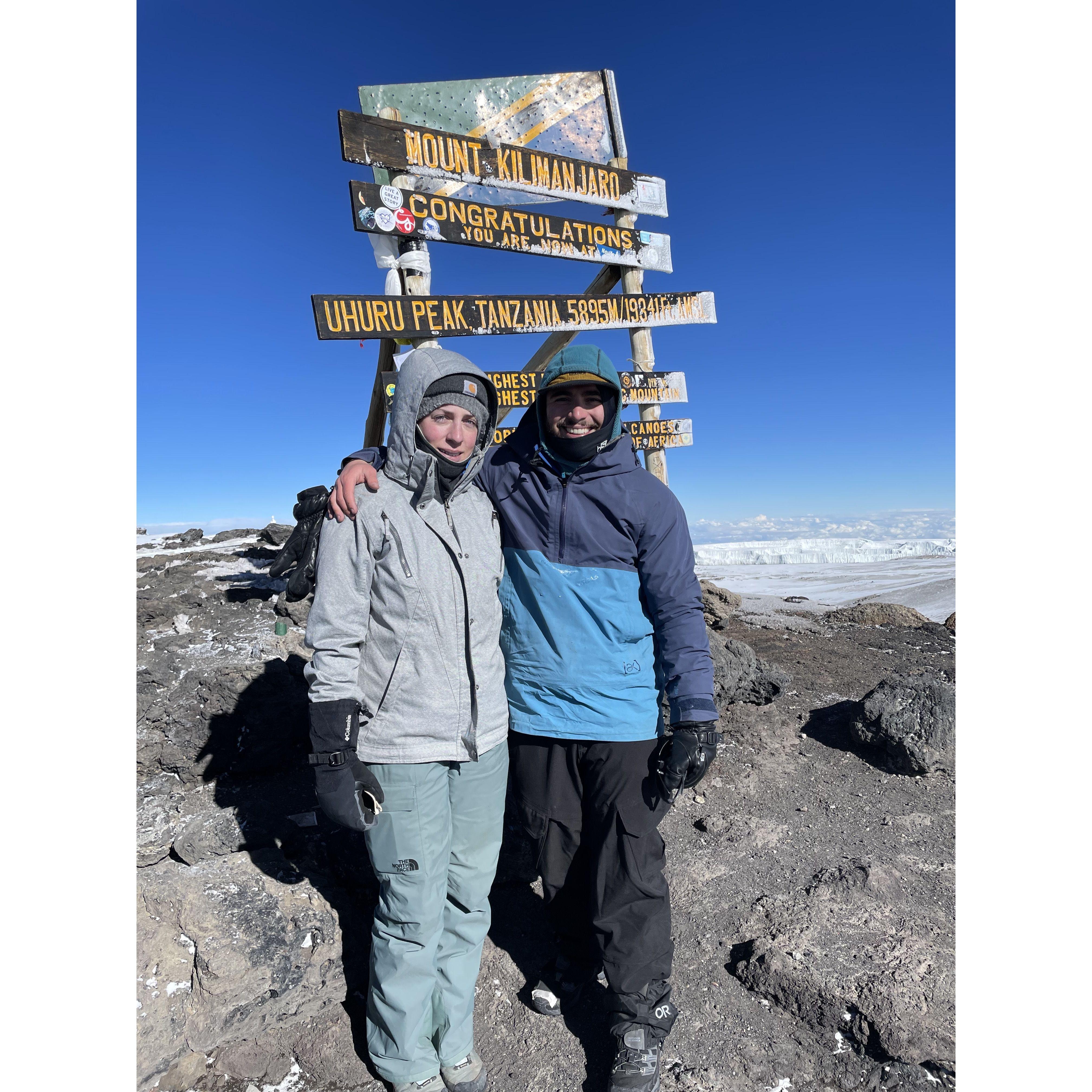 Summiting Kilimanjaro at 19,341 ft, Africa's tallest peak, January 2023