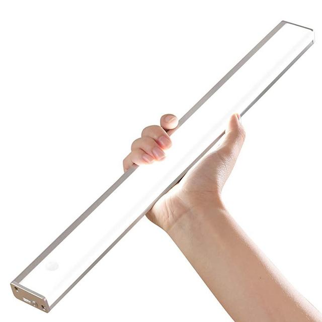 LED Closet Lights,Motion Sensor Activated Closet Light Battery Operated Under Cabinet Lighting Wireless Rechargeable LED Light bar Stick On Cabinet Lights(Cold White 40cm 1pc)