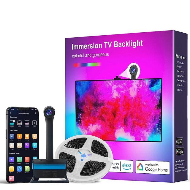 Ailofy Smart TV LED Backlight with Camera, LED Strip Lights for TV 55-65 inch, 12.5ft TV Backlight Sync to Screen& Music, Color Changing Lights for TV Work with Alexa & Google Assistant, App Control