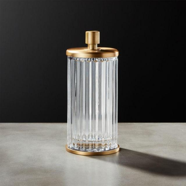 Tall Ribbed Glass Canister
