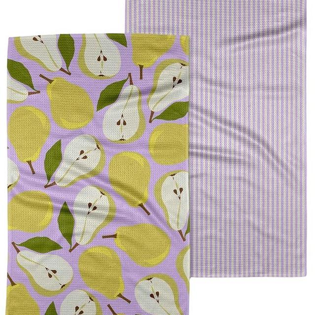 GEOMETRY Kitchen Towels - Quick Dry Microfiber Cloth Dish Towels for Kitchen Drying - Premium Quick Dry Towel (Pear Parade, 18" x 30" (2-Pack Set))