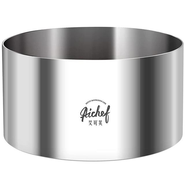 Mousse Cake Mold Funnel Cake Ring Baking Round Mould 304 Seamless Stainless Steel Mirror coating Mousse Mould Cheese Cake Mousse Ring (aichef 6 inch round stainless steel mousse ring)