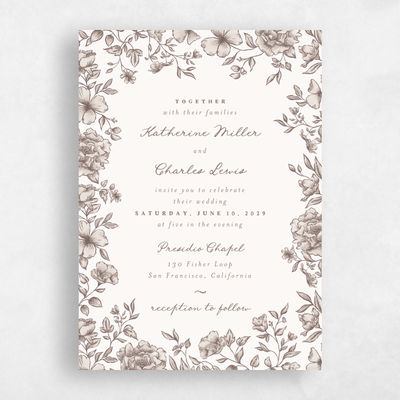 Taupe, Brown Wedding Invitation - Sogno Classic