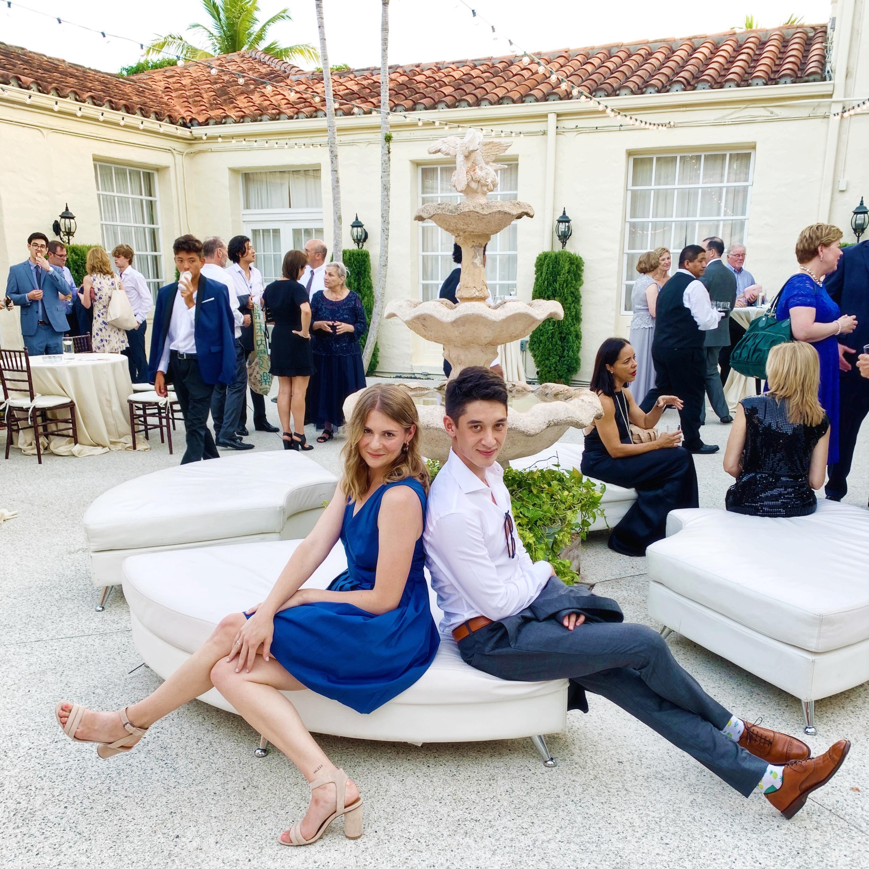 Celebrating a friend's wedding in Miami in 2019.