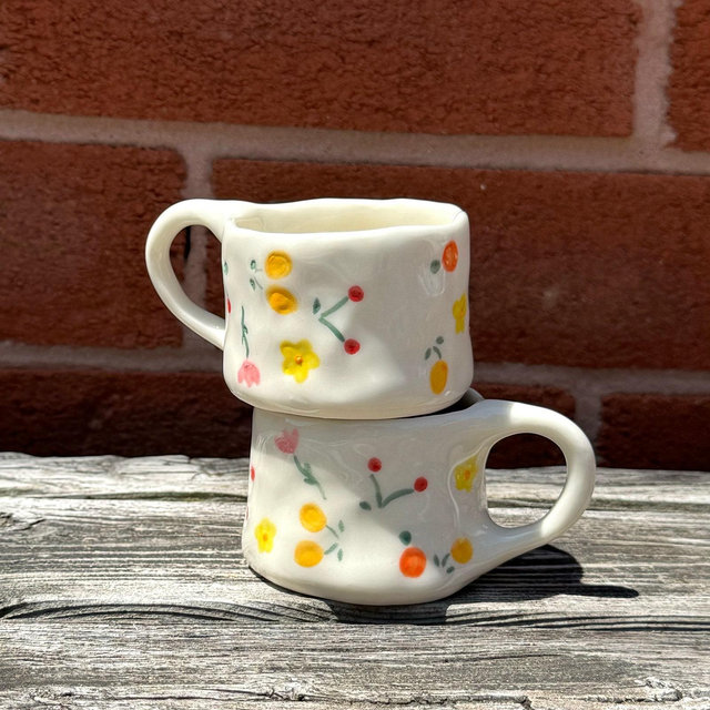 Summer Espresso Cup Set — Amalfi Handmade Ceramic Dainty Flower Hand Painted