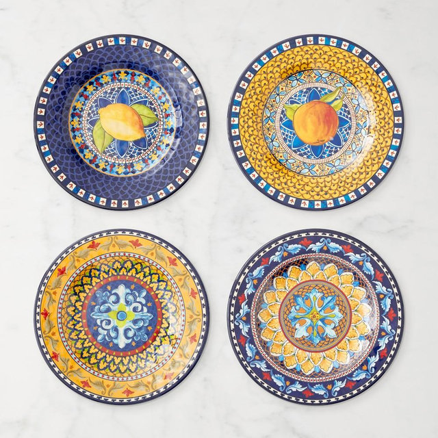 Sicily Outdoor Melamine Salad Plates, Set of 8, Mixed