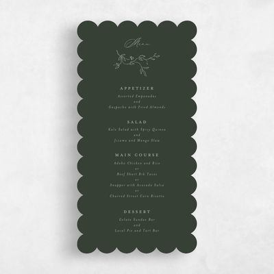 Green Scalloped Wedding Menu - Sequoia