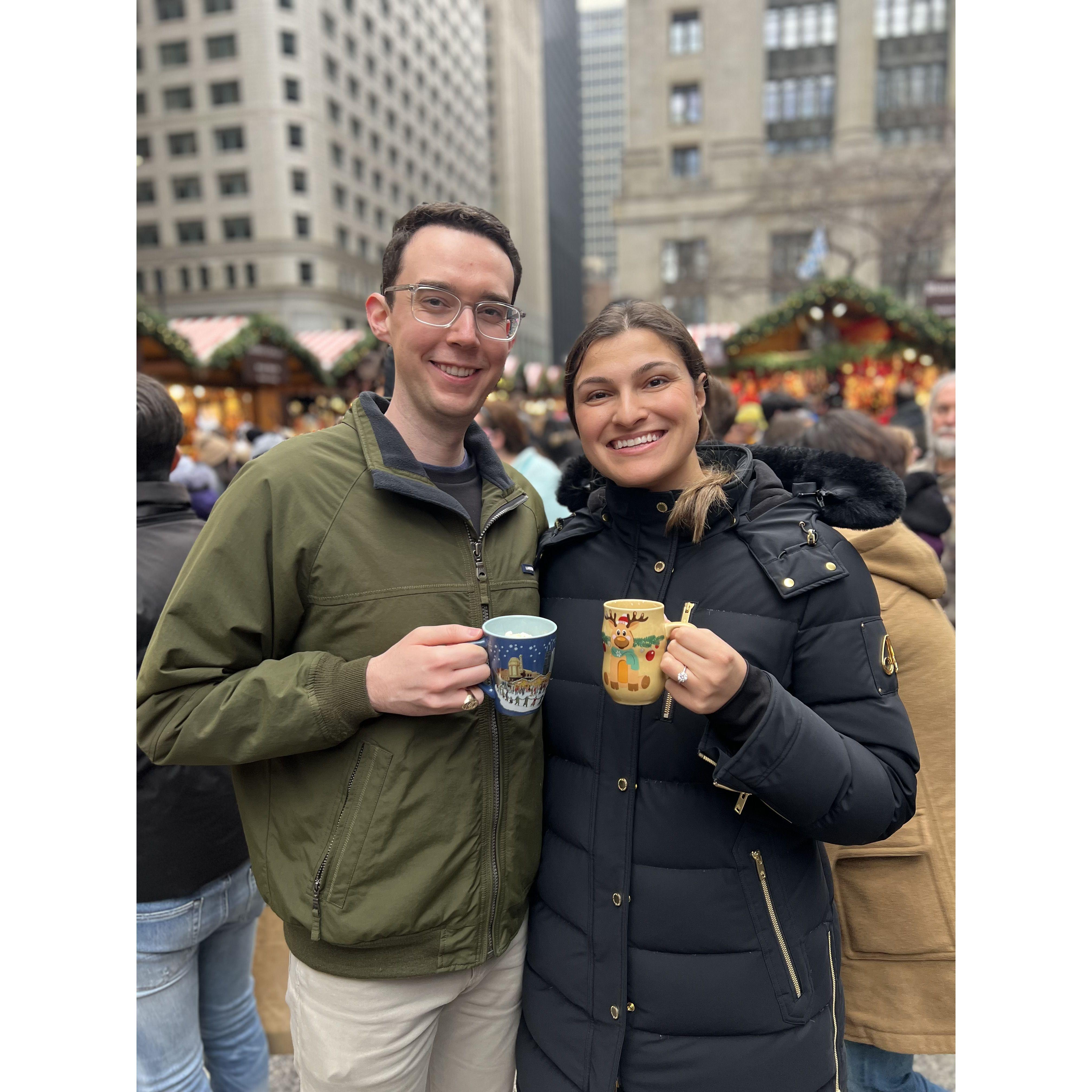 Keeping each other warm in a cold Chicago winter.
