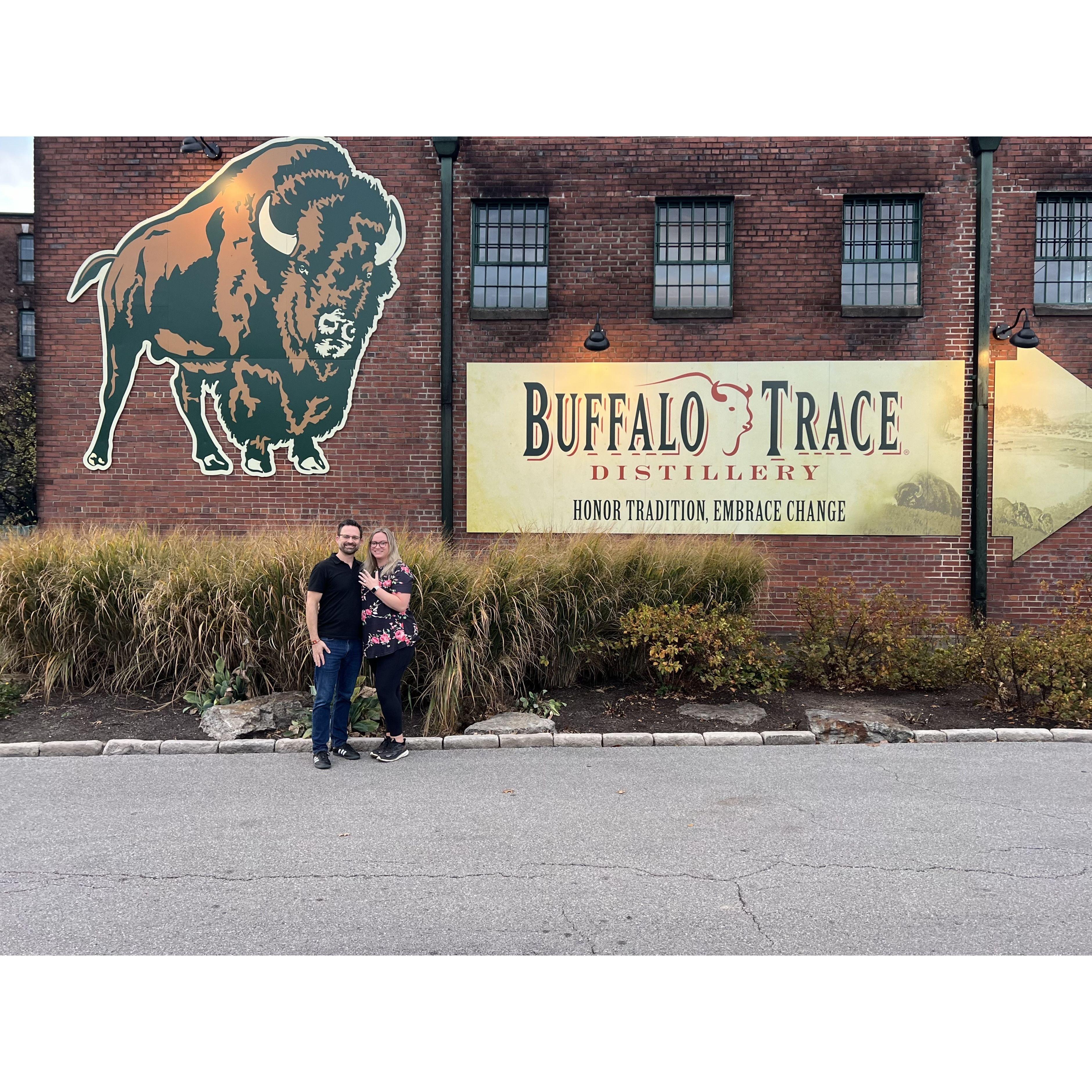 We went on a distillery tour on the road trip back from our engagement