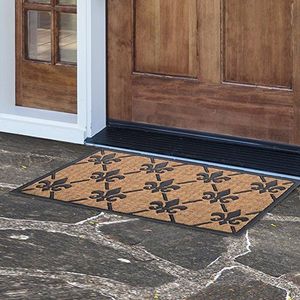 MILLIARD 'Fleur De Lis' Eco-Friendly Decorative Coco Coir Outdoor Entrance Doormat - 18in.x30in.