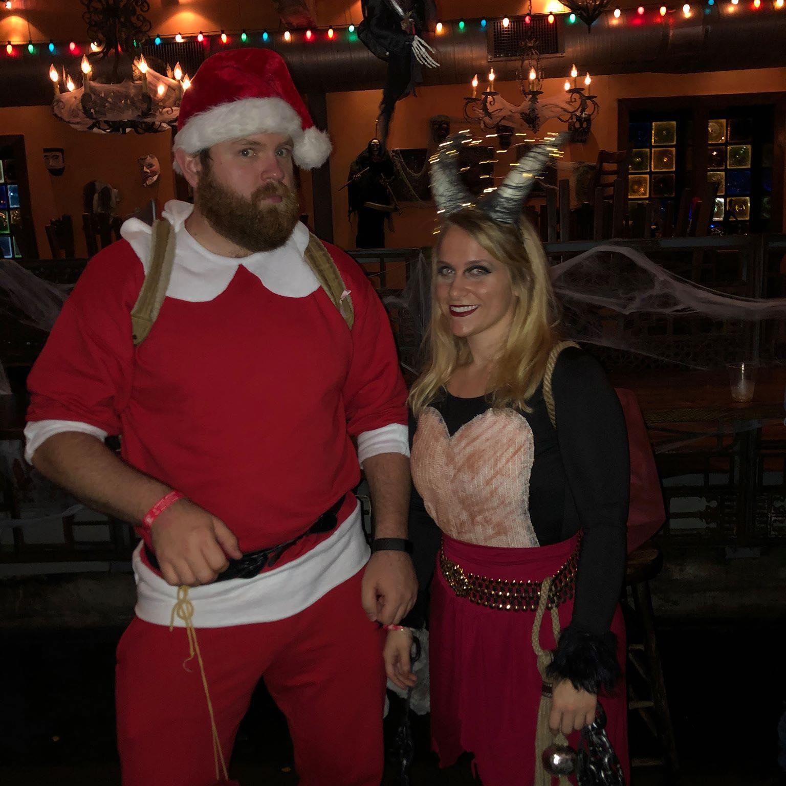 The first time Amber peer pressured Daniel into a couple's costume: Santa and Krampus. He was born for the role.