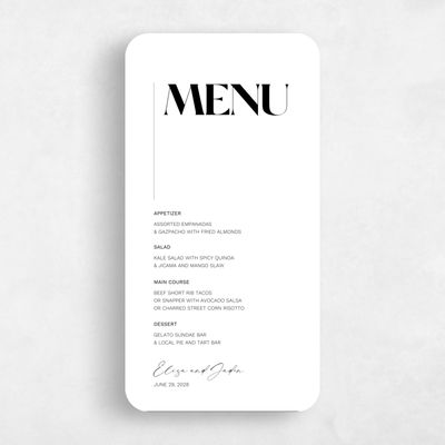 White Rounded Wedding Menu - Carlisle
