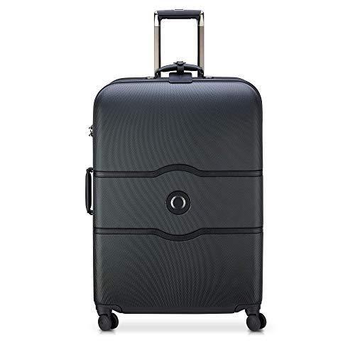 DELSEY Paris Chatelet Hard+ Hardside Large Checked Spinner Suitcase, Black, 28-Inch