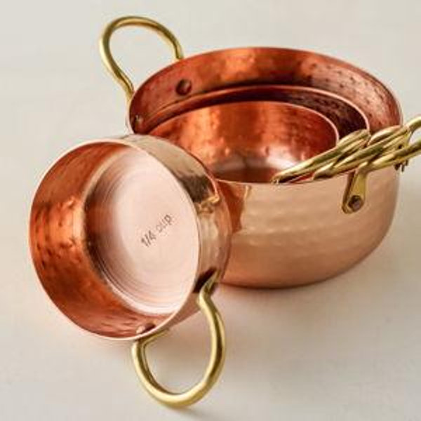 Magnolia Hammered Copper and Gold Measuring cups