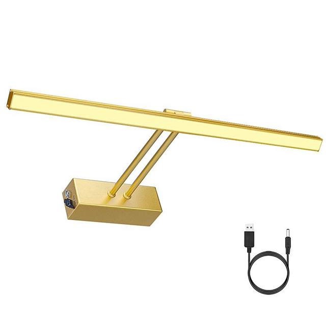 FUNCHDAY Picture Light, Rechargeable Painting Light with Brightness Dimmable, Full Metal Rotatable Dartboard Light 16 inches, 3000K Display Lamp for Art Picture Frame Portrait Art, Gold